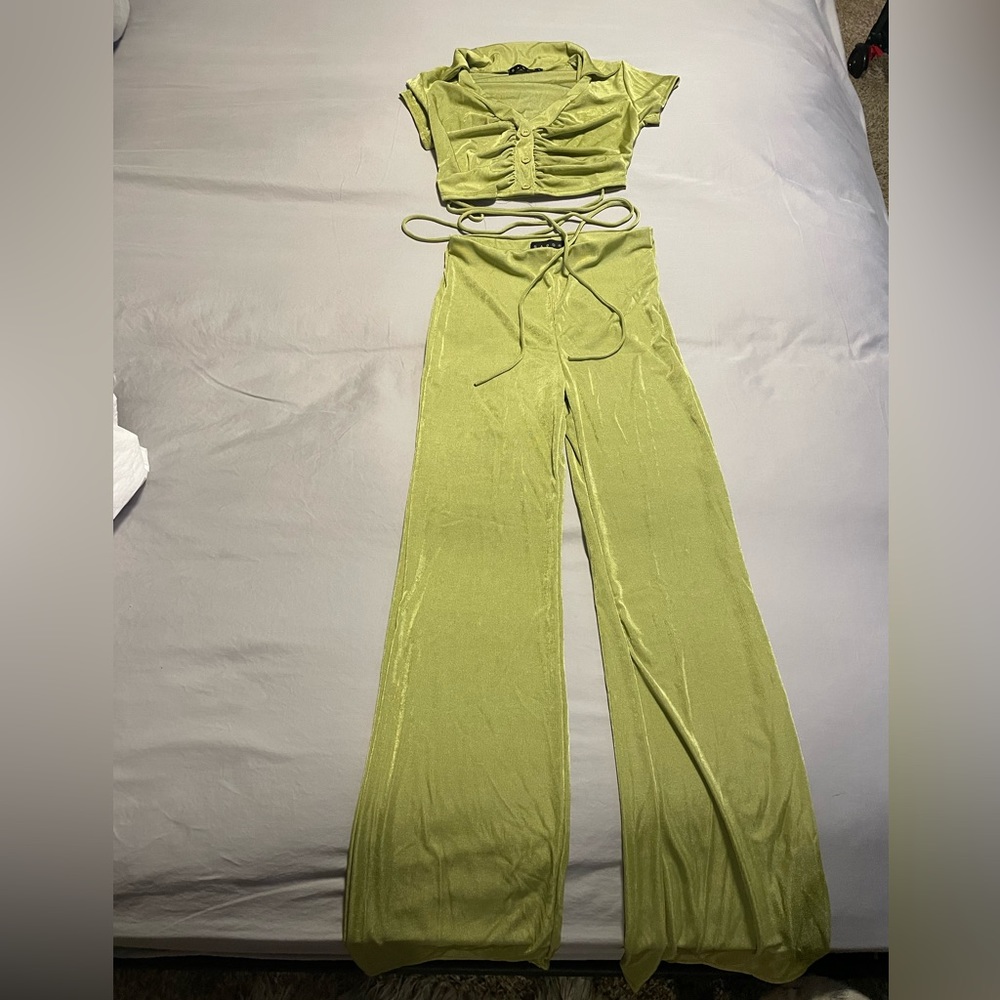 Two piece crop top pant set